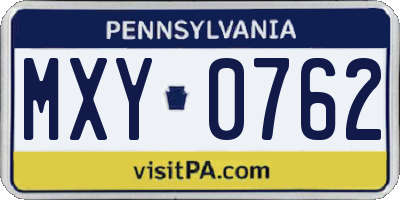 PA license plate MXY0762