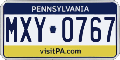 PA license plate MXY0767
