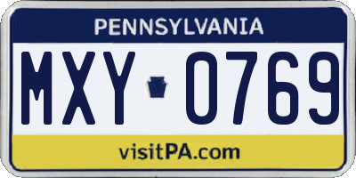 PA license plate MXY0769