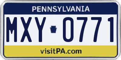PA license plate MXY0771