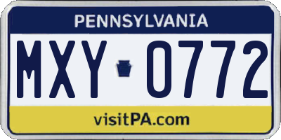 PA license plate MXY0772