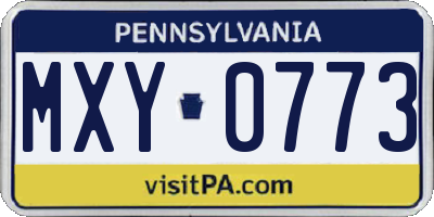 PA license plate MXY0773