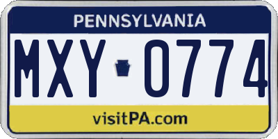 PA license plate MXY0774