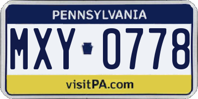 PA license plate MXY0778