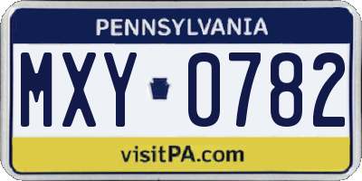 PA license plate MXY0782