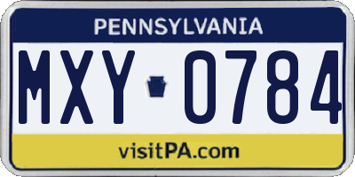 PA license plate MXY0784