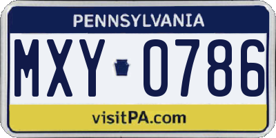PA license plate MXY0786