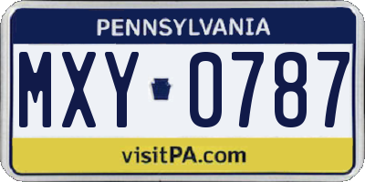 PA license plate MXY0787
