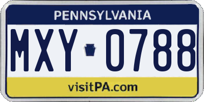 PA license plate MXY0788