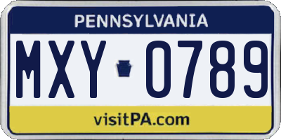 PA license plate MXY0789