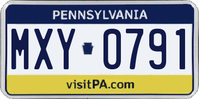 PA license plate MXY0791