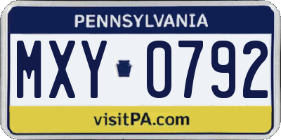 PA license plate MXY0792