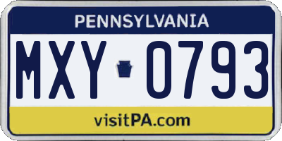 PA license plate MXY0793