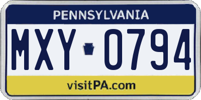 PA license plate MXY0794