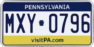 PA license plate MXY0796
