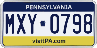 PA license plate MXY0798