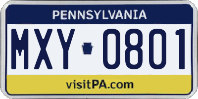 PA license plate MXY0801
