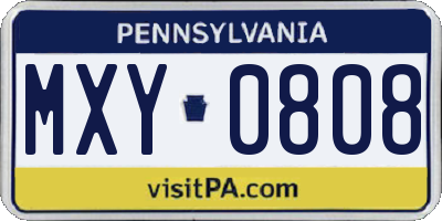 PA license plate MXY0808