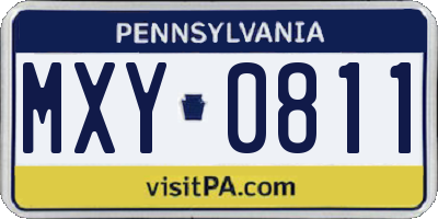 PA license plate MXY0811