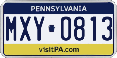 PA license plate MXY0813