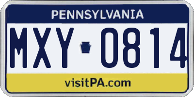 PA license plate MXY0814