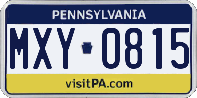 PA license plate MXY0815