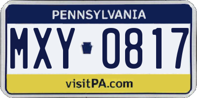 PA license plate MXY0817