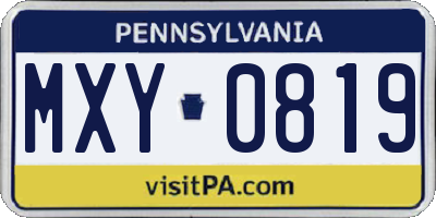 PA license plate MXY0819