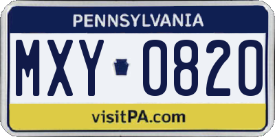 PA license plate MXY0820