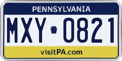 PA license plate MXY0821