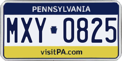 PA license plate MXY0825