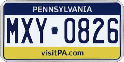PA license plate MXY0826