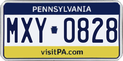 PA license plate MXY0828