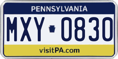 PA license plate MXY0830