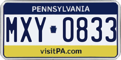 PA license plate MXY0833