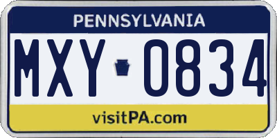 PA license plate MXY0834