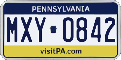 PA license plate MXY0842