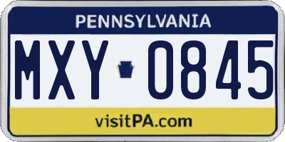 PA license plate MXY0845
