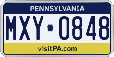 PA license plate MXY0848