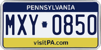 PA license plate MXY0850