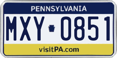 PA license plate MXY0851