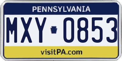 PA license plate MXY0853