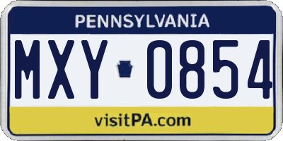PA license plate MXY0854