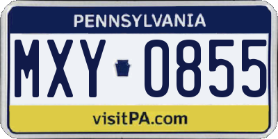 PA license plate MXY0855