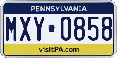 PA license plate MXY0858