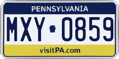 PA license plate MXY0859