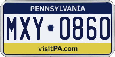 PA license plate MXY0860