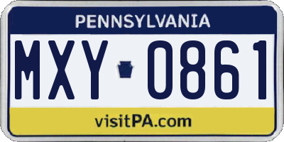 PA license plate MXY0861