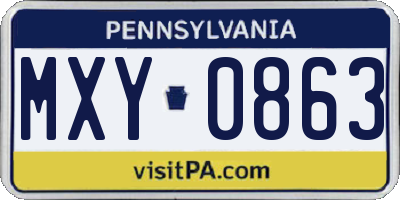 PA license plate MXY0863