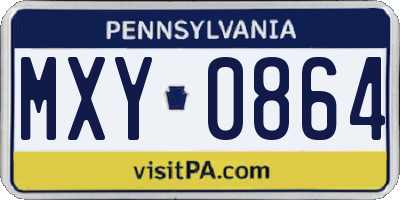 PA license plate MXY0864
